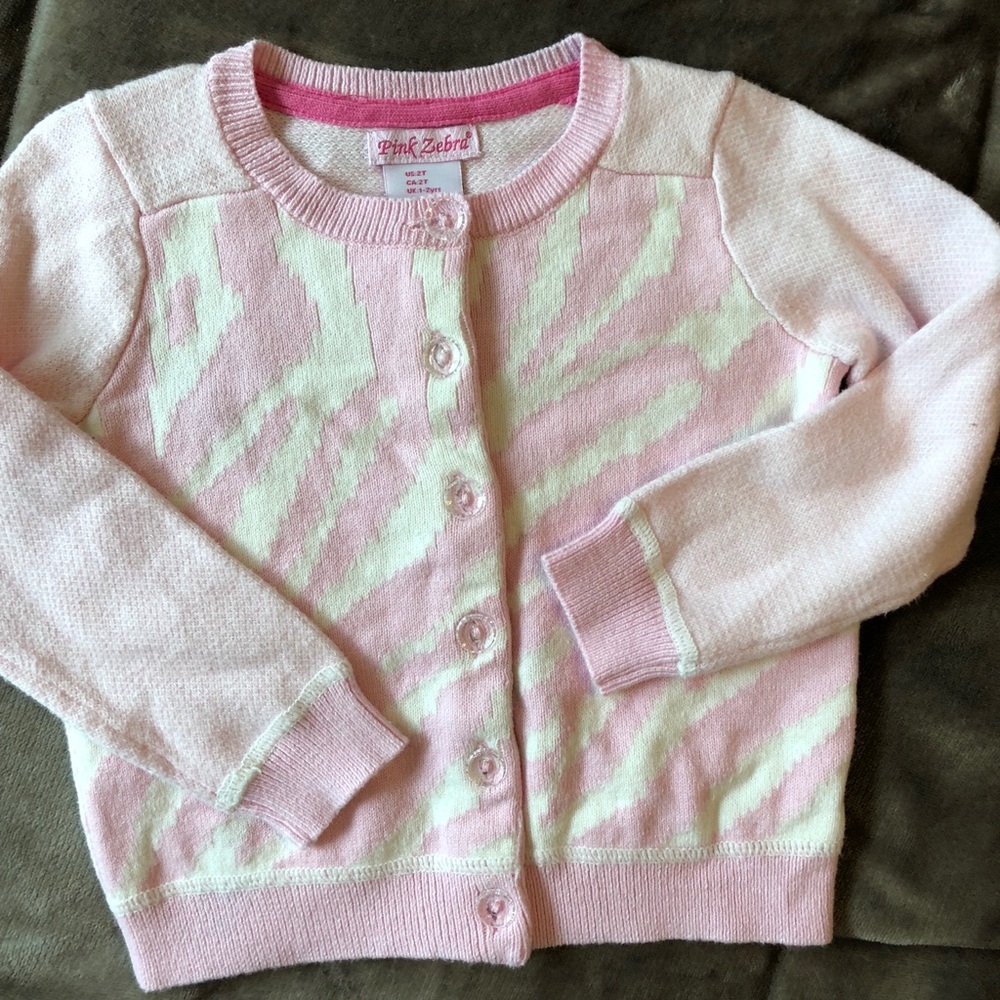 Pink Zebra Sweater, Size 2T